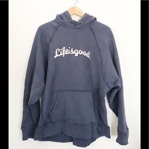 Men’s Life is Good Hoodie Sweatshirt Blue XXL